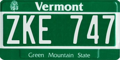VT license plate ZKE747