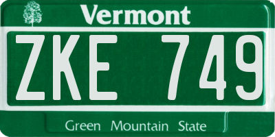 VT license plate ZKE749