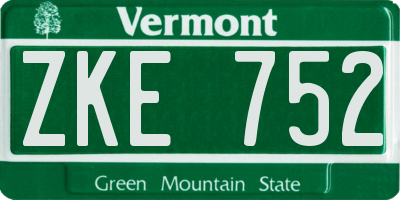 VT license plate ZKE752
