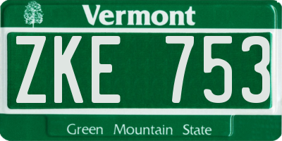 VT license plate ZKE753