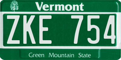 VT license plate ZKE754