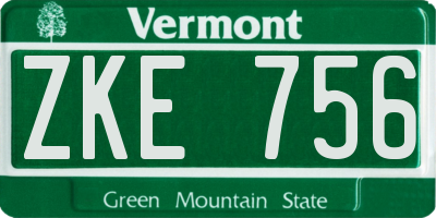 VT license plate ZKE756