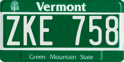VT license plate ZKE758