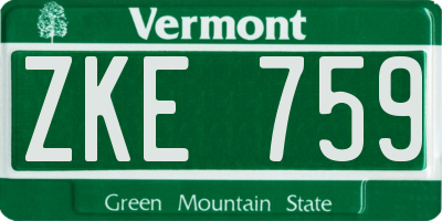 VT license plate ZKE759