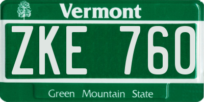 VT license plate ZKE760
