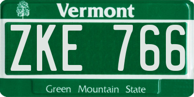 VT license plate ZKE766