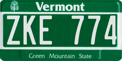 VT license plate ZKE774