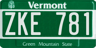 VT license plate ZKE781