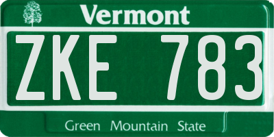 VT license plate ZKE783