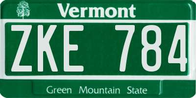 VT license plate ZKE784