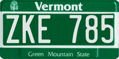 VT license plate ZKE785