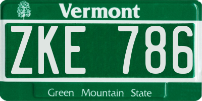 VT license plate ZKE786