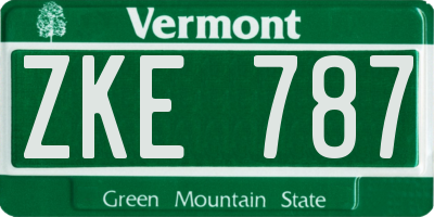 VT license plate ZKE787
