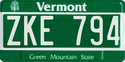 VT license plate ZKE794