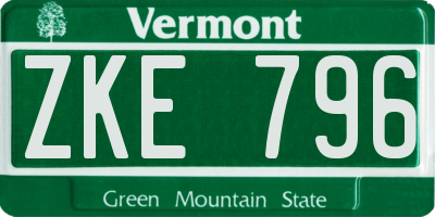 VT license plate ZKE796