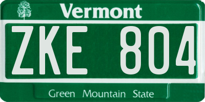 VT license plate ZKE804