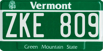 VT license plate ZKE809