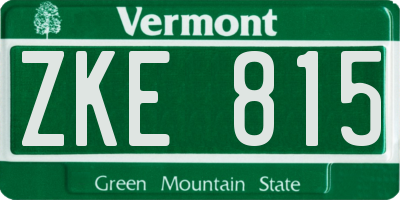 VT license plate ZKE815