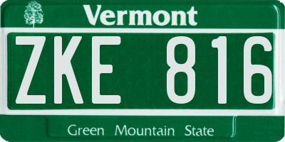 VT license plate ZKE816
