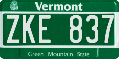 VT license plate ZKE837