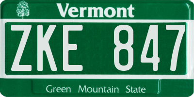 VT license plate ZKE847