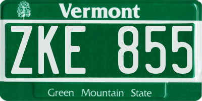 VT license plate ZKE855