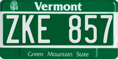 VT license plate ZKE857