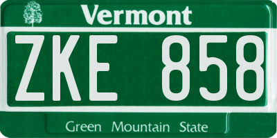 VT license plate ZKE858