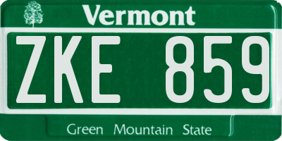 VT license plate ZKE859