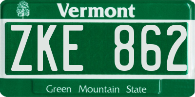 VT license plate ZKE862