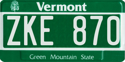 VT license plate ZKE870