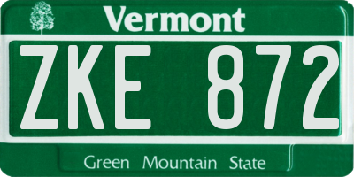 VT license plate ZKE872