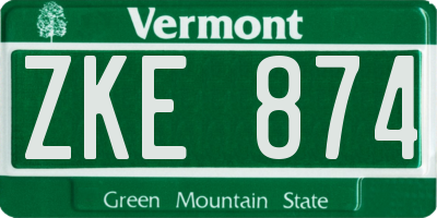 VT license plate ZKE874