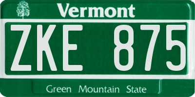 VT license plate ZKE875