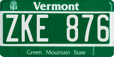 VT license plate ZKE876