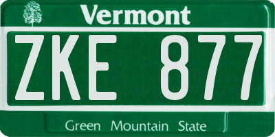 VT license plate ZKE877