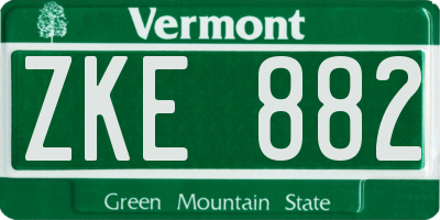 VT license plate ZKE882