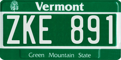 VT license plate ZKE891