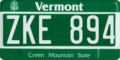 VT license plate ZKE894
