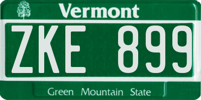 VT license plate ZKE899