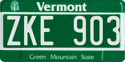 VT license plate ZKE903