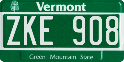 VT license plate ZKE908