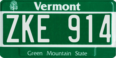 VT license plate ZKE914