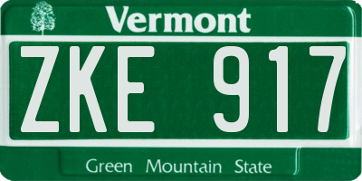 VT license plate ZKE917