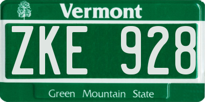 VT license plate ZKE928
