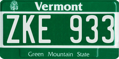 VT license plate ZKE933