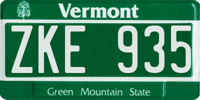 VT license plate ZKE935