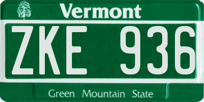 VT license plate ZKE936