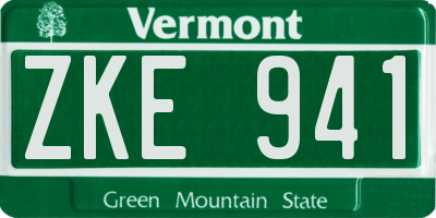 VT license plate ZKE941