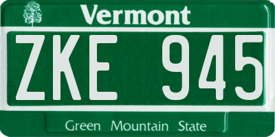 VT license plate ZKE945